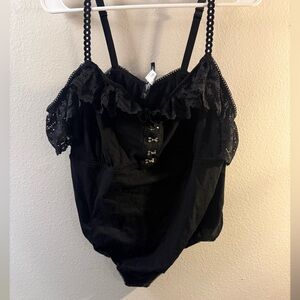 torrid Black Lace Trim Cami Bodysuit